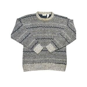 Vintage Cezar Pullover Sweater Men's Large Crewneck Geometric Print Ribbed Hem